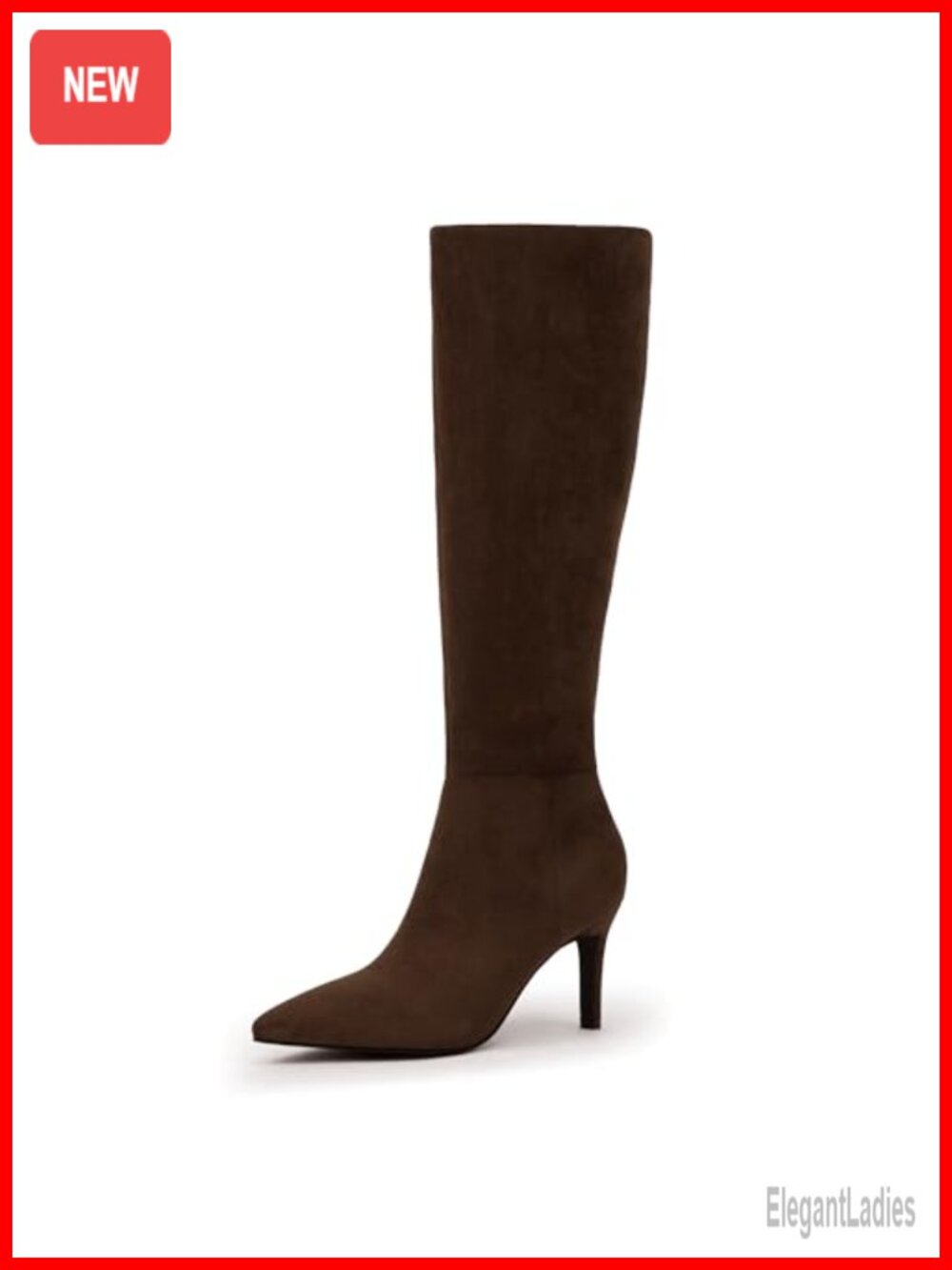 Knee High Boots Pointed Toe Stiletto Heel Faux Suede Tall Boots